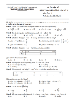 đề ôn thi học kỳ 2 toán 10 năm 2021 – 2022 trường thpt võ thành trinh – an giang