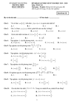 đề sát hạch toán 10 lần 3 năm 2019 – 2020 trường thpt đoàn thượng – hải dương