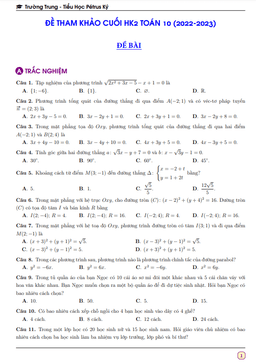 đề tham khảo cuối hk2 toán 10 năm 2022 – 2023 trường pétrus ký – bình dương