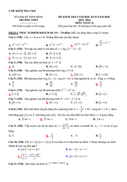 đề tham khảo cuối kì 2 toán 11 cánh diều năm 2023 – 2024 sở gd&đt ninh bình