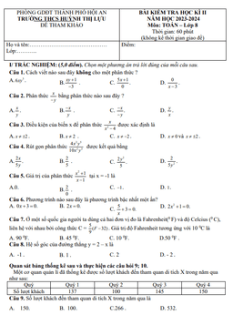 đề tham khảo cuối kỳ 2 toán 8 năm 2023 – 2024 trường huỳnh thị lựu – quảng nam