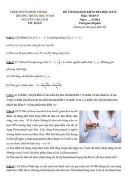 đề tham khảo cuối kỳ 2 toán 9 năm 2023 – 2024 phòng gd&đt bình chánh – tp hcm