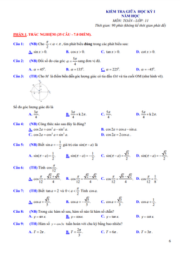 đề tham khảo giữa kì 1 toán 11 cánh diều năm 2023 – 2024 sở gd&đt ninh bình