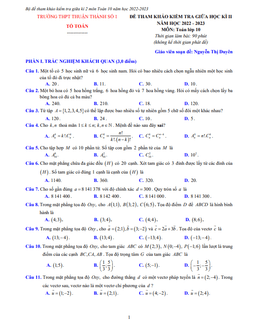 đề tham khảo giữa kì 2 toán 10 năm 2022 – 2023 thpt thuận thành 1 – bắc ninh