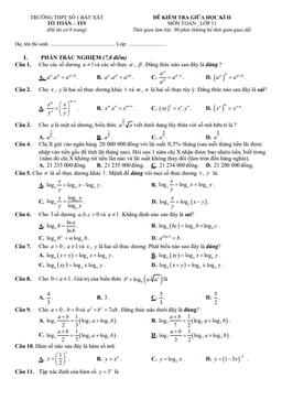 đề tham khảo giữa kì 2 toán 11 knttvcs năm 2023 – 2024 thpt bát xát 1 – lào cai