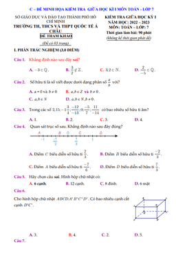 đề tham khảo giữa kỳ 1 toán 7 năm 2022 – 2023 trường quốc tế á châu – tp hcm