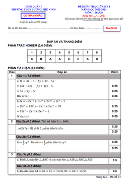 đề tham khảo giữa kỳ 1 toán 8 năm 2023 – 2024 trường thcs lương thế vinh – tp hcm