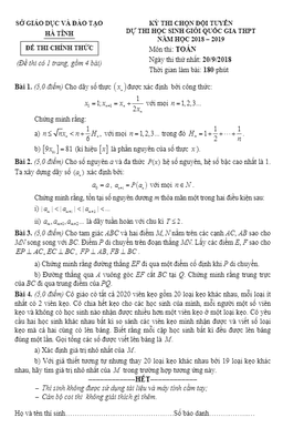đề thi chọn đội tuyển dự thi hsg quốc gia năm 2018 – 2019 môn toán sở gd và đt hà tĩnh