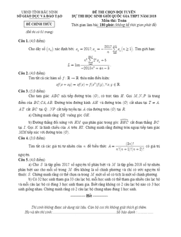 đề thi chọn đội tuyển dự thi hsg quốc gia thpt 2018 môn toán sở gd và đt bắc ninh