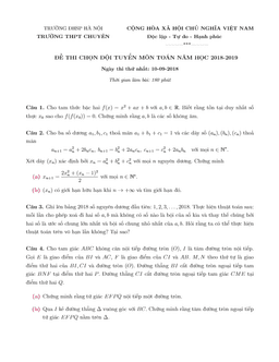 đề thi chọn đội tuyển môn toán năm 2018 – 2019 trường thpt chuyên đhsp hà nội