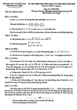 đề thi chọn học sinh giỏi cấp tỉnh toán thcs năm 2022 sở gd&đt quảng ninh