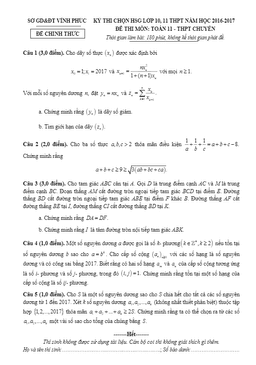 đề thi chọn học sinh giỏi toán 11 năm học 2016 – 2017 sở gd và đt vĩnh phúc