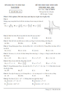 đề thi chọn học sinh giỏi toán 12 năm 2023 – 2024 sở gd&đt nam định