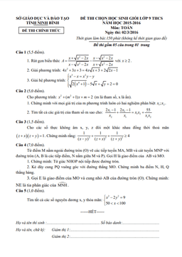 đề thi chọn học sinh giỏi toán 9 năm 2015 – 2016 sở gd&đt ninh bình