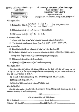 đề thi chọn hsg cấp huyện toán 8 năm 2019 – 2020 phòng gd&đt lục ngạn – bắc giang