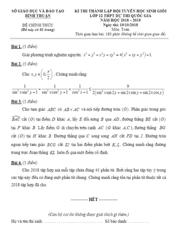 đề thi chọn hsg cấp tỉnh toán 12 năm 2018 – 2019 sở gd và đt bình thuận (vòng 2)