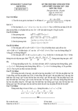 đề thi chọn hsg tỉnh toán 10 thpt năm 2017 – 2018 sở gd và đt hải dương