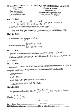 đề thi chọn hsg tỉnh toán 9 thcs năm 2018 – 2019 sở gd&đt hải dương