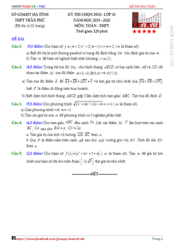 đề thi chọn hsg toán 10 năm 2019 – 2020 trường thpt trần phú – hà tĩnh