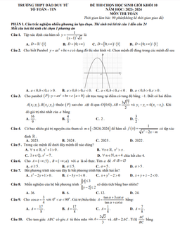 đề thi chọn hsg toán 10 năm 2023 – 2024 trường thpt đào duy từ – thanh hóa