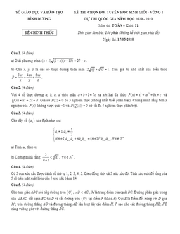 đề thi chọn hsg toán 11 vòng 1 năm học 2020 – 2021 sở gd&đt bình dương