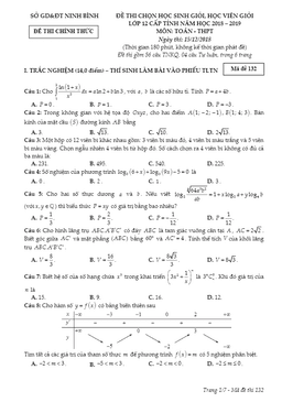 đề thi chọn hsg toán 12 cấp tỉnh năm học 2018 – 2019 sở gd&đt ninh bình