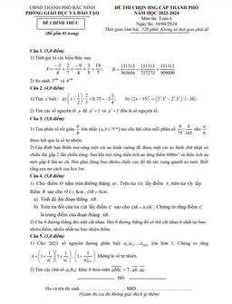 đề thi chọn hsg toán 6 năm 2023 – 2024 phòng gd&đt thành phố bắc ninh