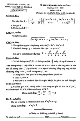 đề thi chọn hsg toán 9 vòng 1 năm 2019 – 2020 phòng gd&đt thường tín – hà nội