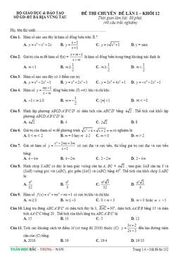 đề thi chuyên đề lần 1 – khối 12 sở gd – đt bà rịa – vũng tàu