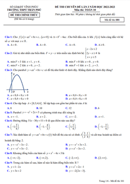 đề thi chuyên đề toán 10 lần 3 năm 2022 – 2023 trường thpt trần phú – vĩnh phúc