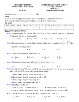 đề thi chuyên đề toán 11 lần 2 năm 2019 – 2020 trường ngô gia tự – vĩnh phúc