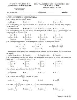 đề thi cuối học kì 2 toán 12 năm 2020 – 2021 trường thpt chuyên quốc học huế