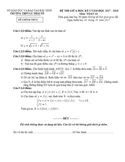 đề thi giữa hk1 năm 2017 – 2018 môn toán 10 trường thpt lý thái tổ – bắc ninh