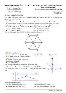 đề thi giữa hk1 toán 10 năm 2020 – 2021 trường thpt đỗ đăng tuyển – quảng nam