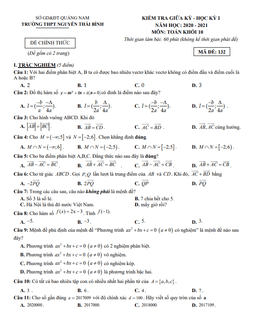 đề thi giữa hk1 toán 10 năm 2020 – 2021 trường thpt nguyễn thái bình – quảng nam