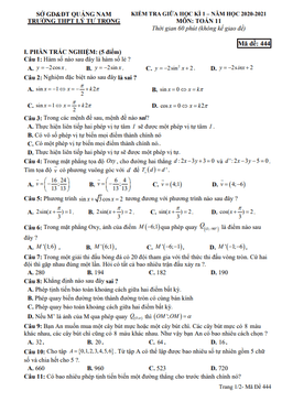 đề thi giữa hk1 toán 11 năm 2020 – 2021 trường thpt lý tự trọng – quảng nam