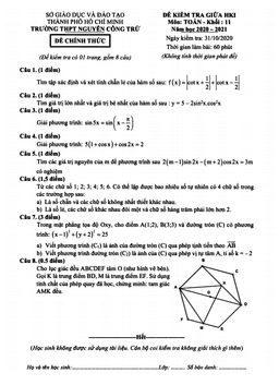 đề thi giữa hk1 toán 11 năm 2020 – 2021 trường thpt nguyễn công trứ – tp hcm