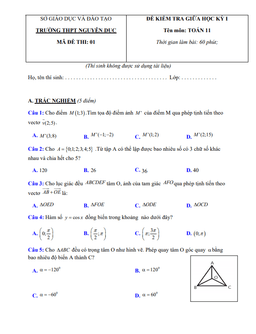 đề thi giữa hk1 toán 11 năm 2020 – 2021 trường thpt nguyễn dục – quảng nam