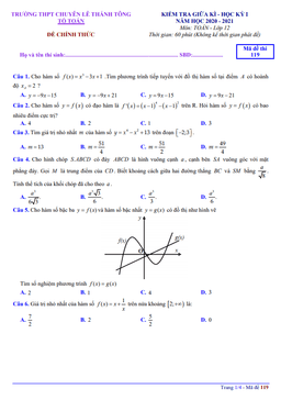 đề thi giữa hk1 toán 12 năm 2020 – 2021 trường thpt chuyên lê thánh tông – quảng nam