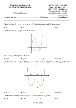 đề thi giữa hk1 toán 12 năm 2020 – 2021 trường thpt hồ nghinh – quảng nam