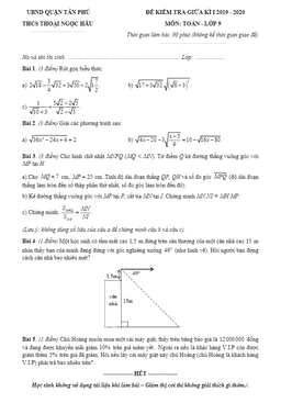 đề thi giữa hk1 toán 9 năm 2019 – 2020 trường thoại ngọc hầu – tp hcm