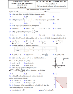 đề thi giữa hk2 toán 10 năm 2020 – 2021 trường đông tiền hải – thái bình