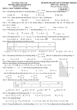 đề thi giữa hk2 toán 10 năm 2020 – 2021 trường thpt nguyễn huệ – đắk lắk