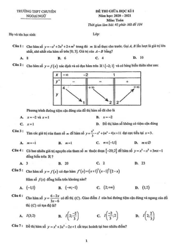 đề thi giữa học kì 1 toán 12 năm 2020 – 2021 trường chuyên ngoại ngữ – hà nội
