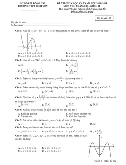 đề thi giữa học kỳ 1 toán 12 năm 2018 – 2019 trường thpt bình sơn – đồng nai
