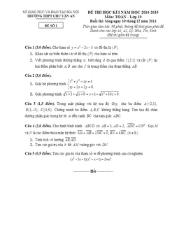 đề thi hk1 lớp 10 ban nâng cao trường chu văn an – hà nội 2014 – 2015