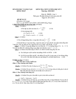 đề thi hk1 lớp 11 sở gd-đt đồng tháp năm 2012 – 2013