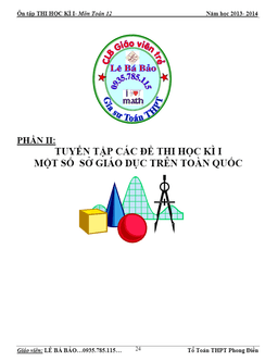 đề thi hk1 lớp 12 một số sở gd và đt trên toàn quốc