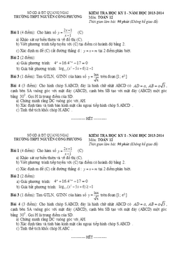 đề thi hk1 lớp 12 trường nguyễn công phương – quảng ngãi 2013 – 2014