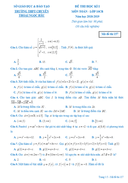 đề thi hk1 toán 10 cb năm 2018 – 2019 trường chuyên thoại ngọc hầu – an giang